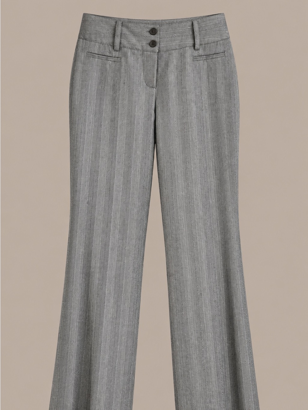Harve Benard Gray Pinstripe Wide-Leg Trousers
